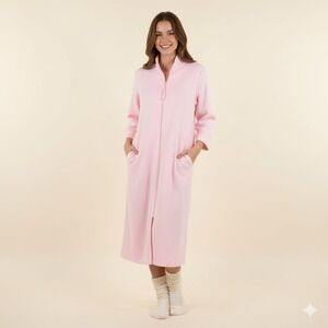 Collette by Miss Elaine Pink Zip Robe XL Quilted Long Sleeve Housecoat‎ Pockets